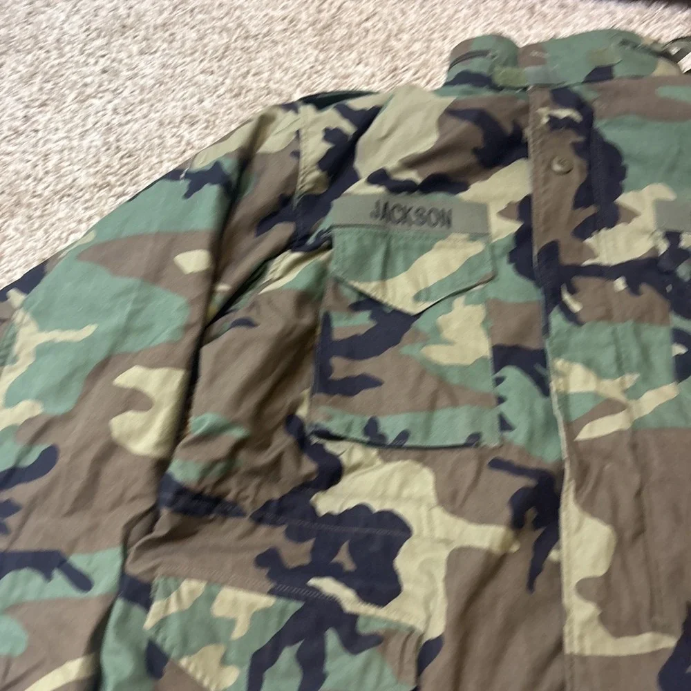 Vintage US Navy M65 Field Jacket Mens XL Woodland Camo Cold Weather 1999 Seabees